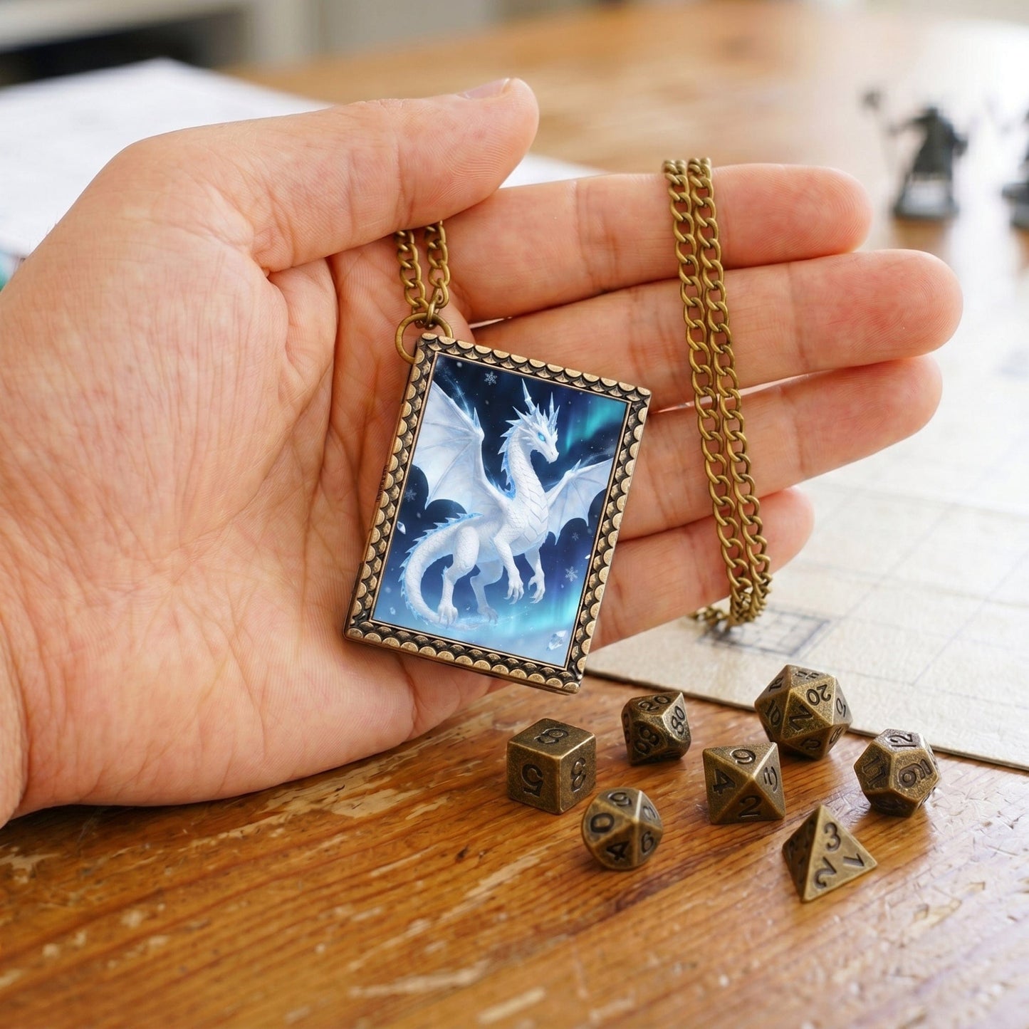 Geloho dice set necklace Frost Dragon Dice Necklace