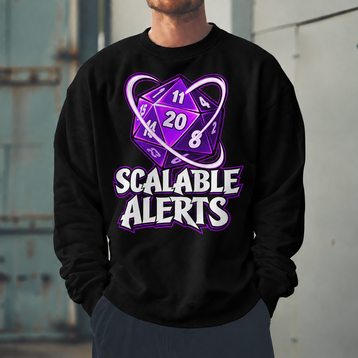Male model wearing Giant Problem Incoming - DnD Sweatshirt