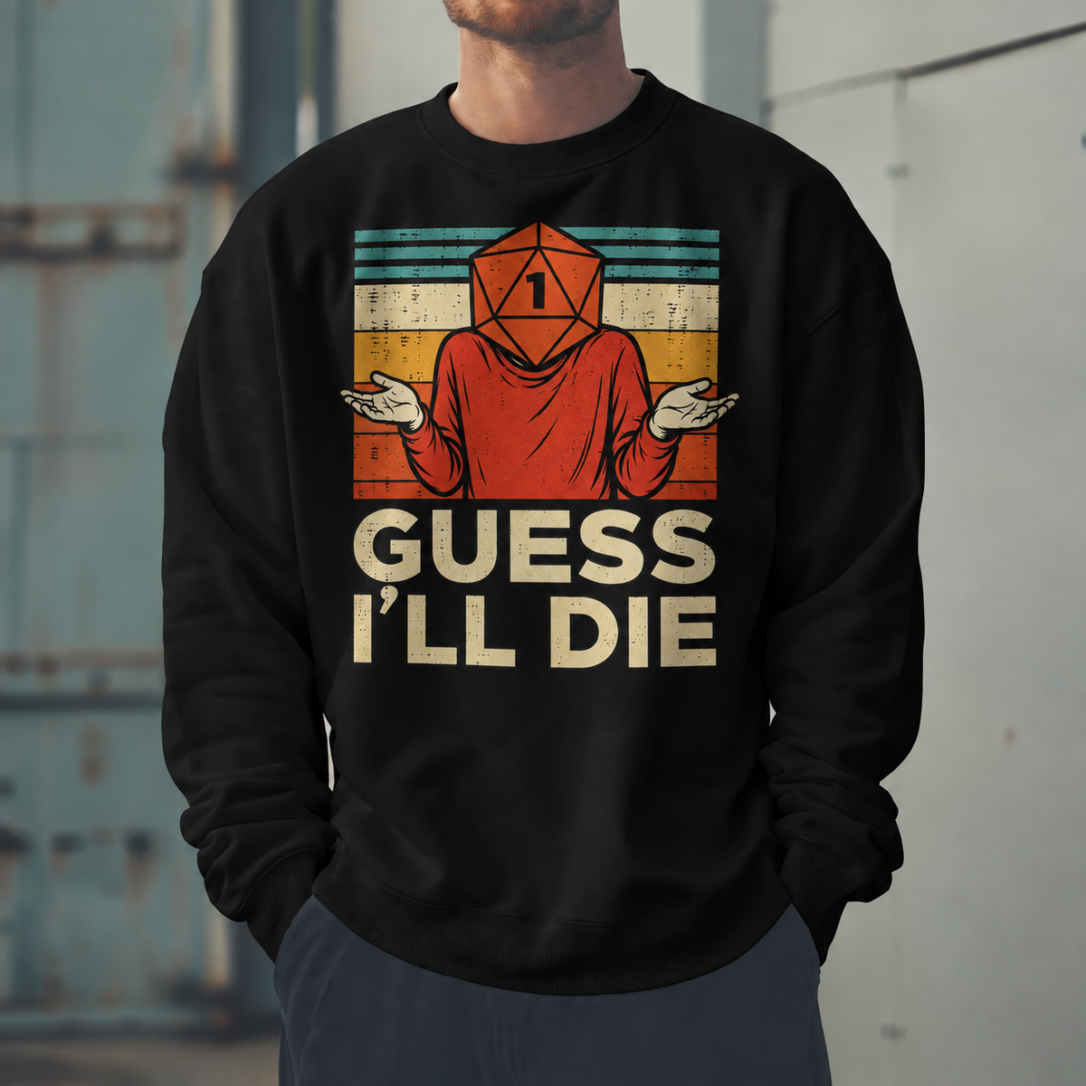 Male model wearing Guessing Was Fatal - DnD Sweatshirt
