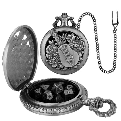 Geloho D20, Dragon Silver Guitar Pocket Watch Dice Set