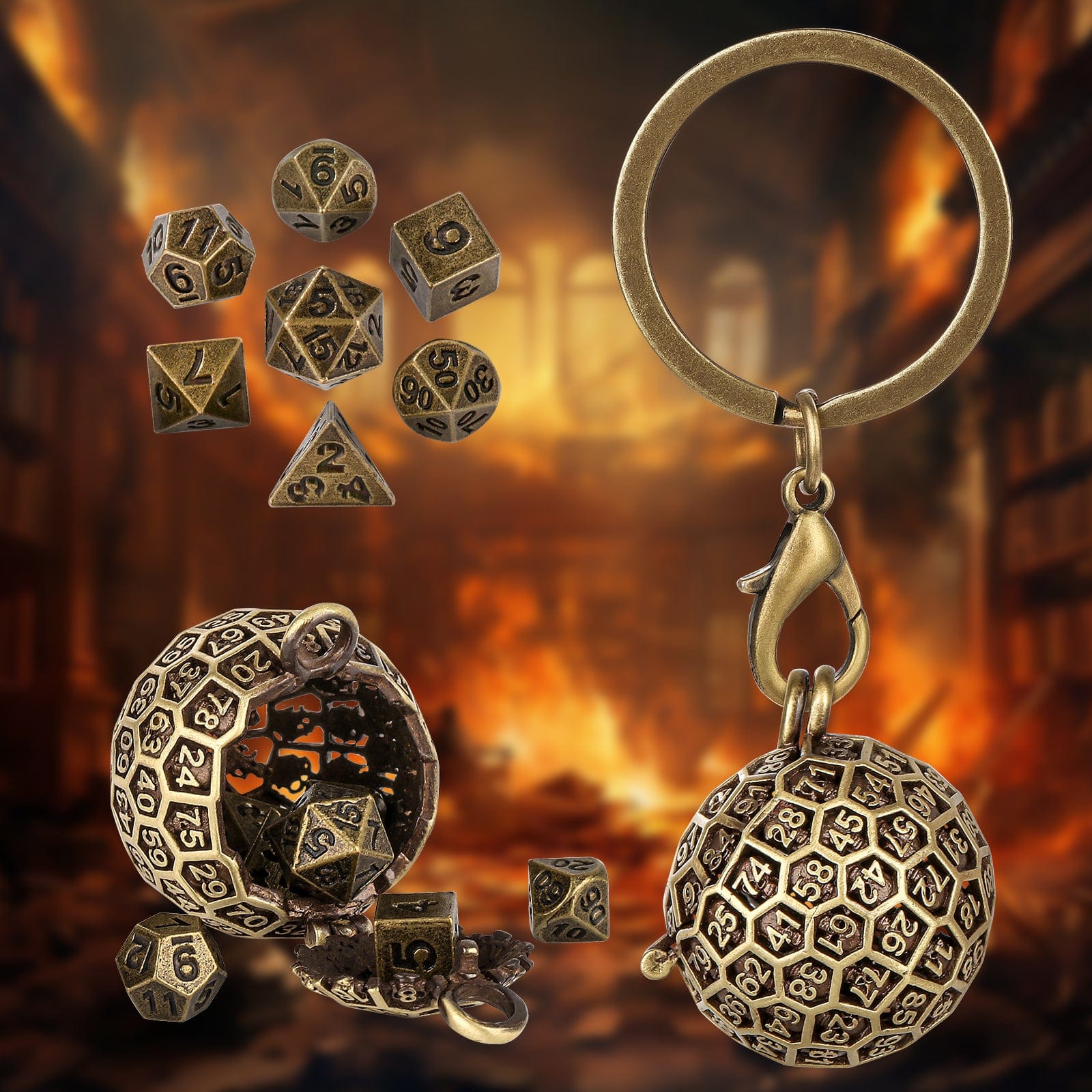 Geloho Hollow D20 Mini Dice Set Keychain
