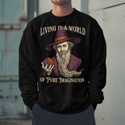 Male model wearing Imagination Is Magic - DnD Sweatshirt
