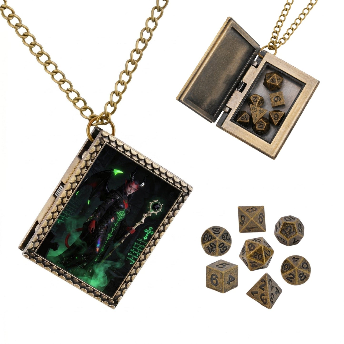 Geloho dice set necklace Bronze Infernal Warlock Dice Necklace