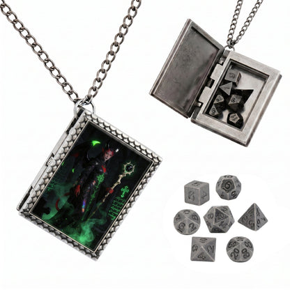 Geloho dice set necklace Silver Infernal Warlock Dice Necklace