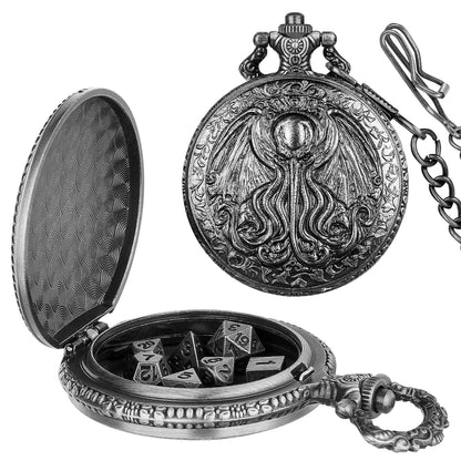 Geloho Silver KRAKEN RELIC POCKET WATCH DICE SET