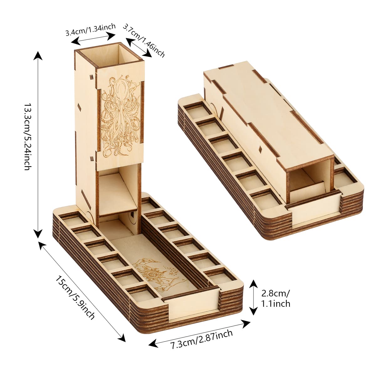 Geloho Krakenbound Compass Foldable Wooden Dice Tower