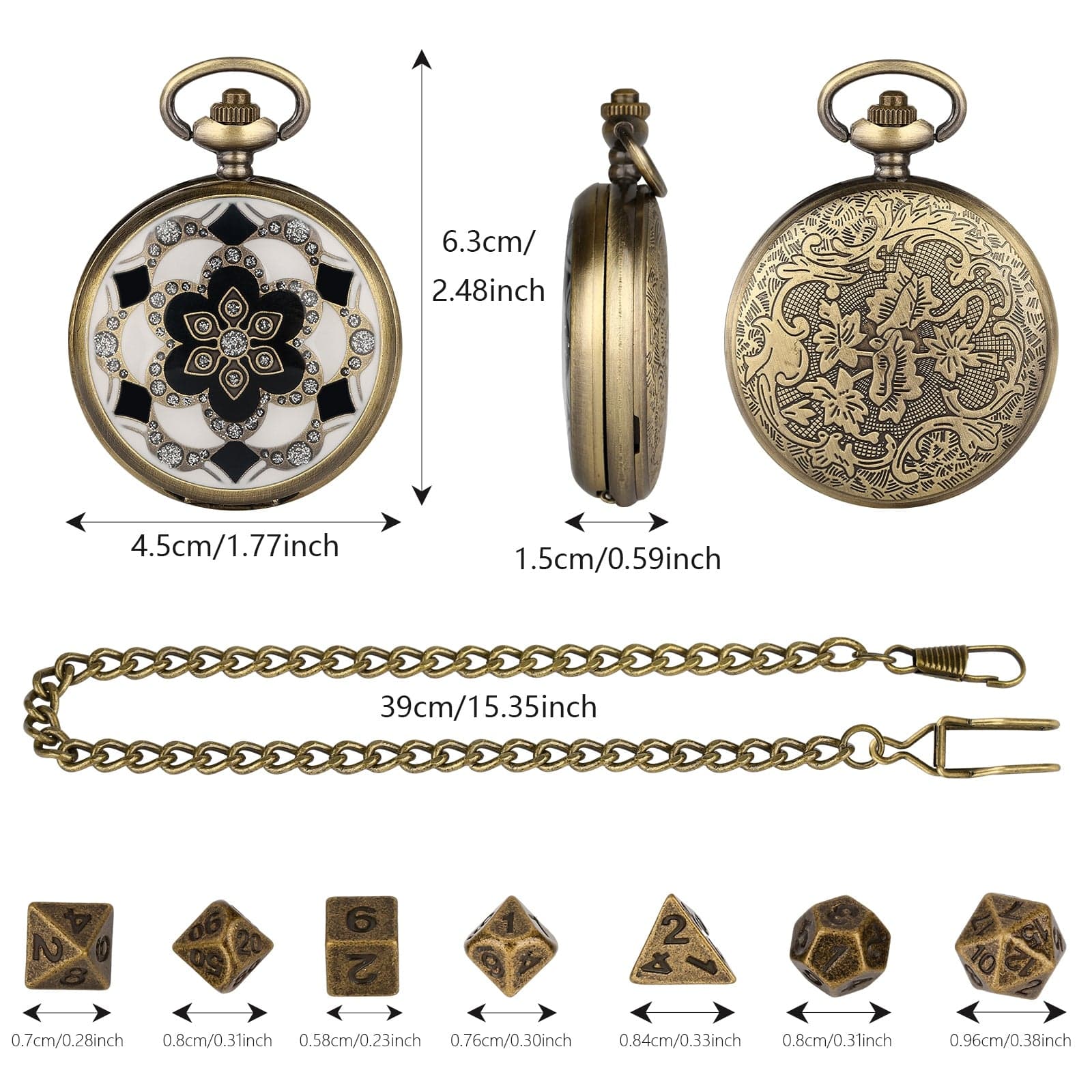 Geloho D20, Dragon Mandala Pocket Watch Dice Set