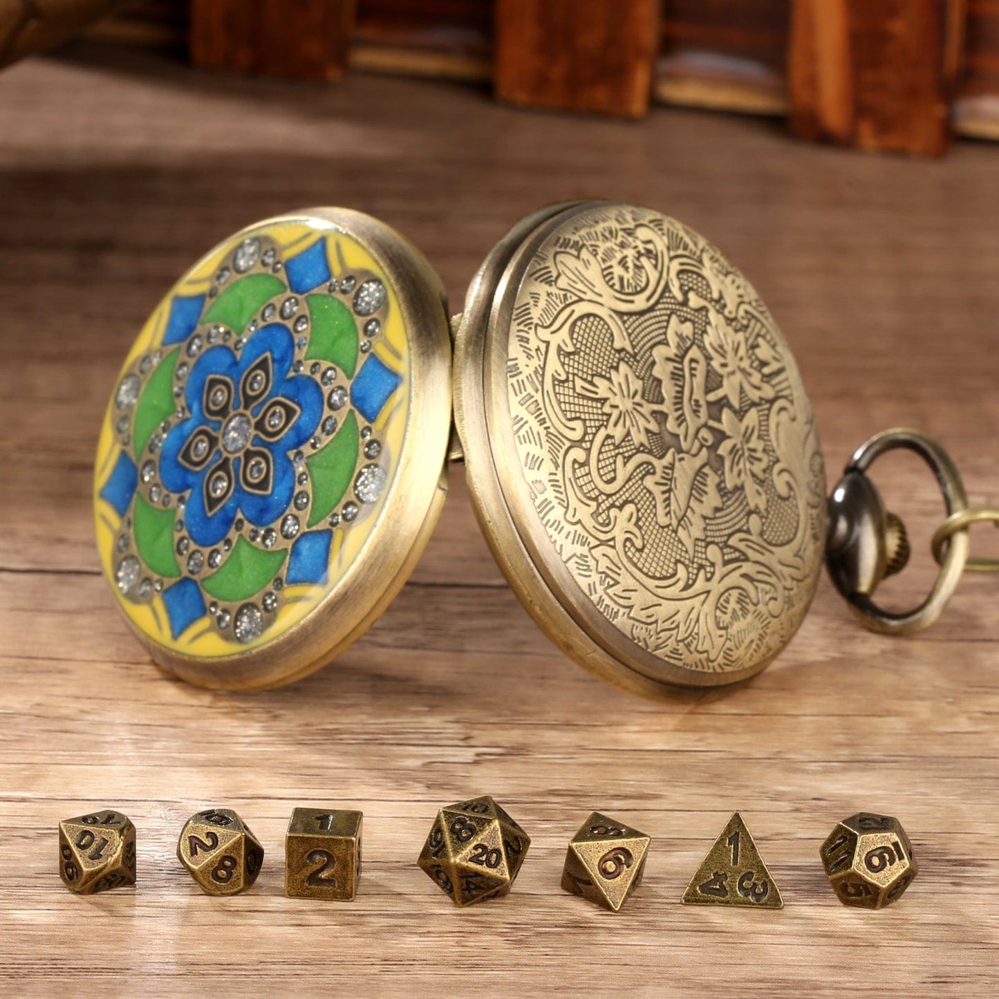 Geloho D20, Dragon Mandala Pocket Watch Dice Set