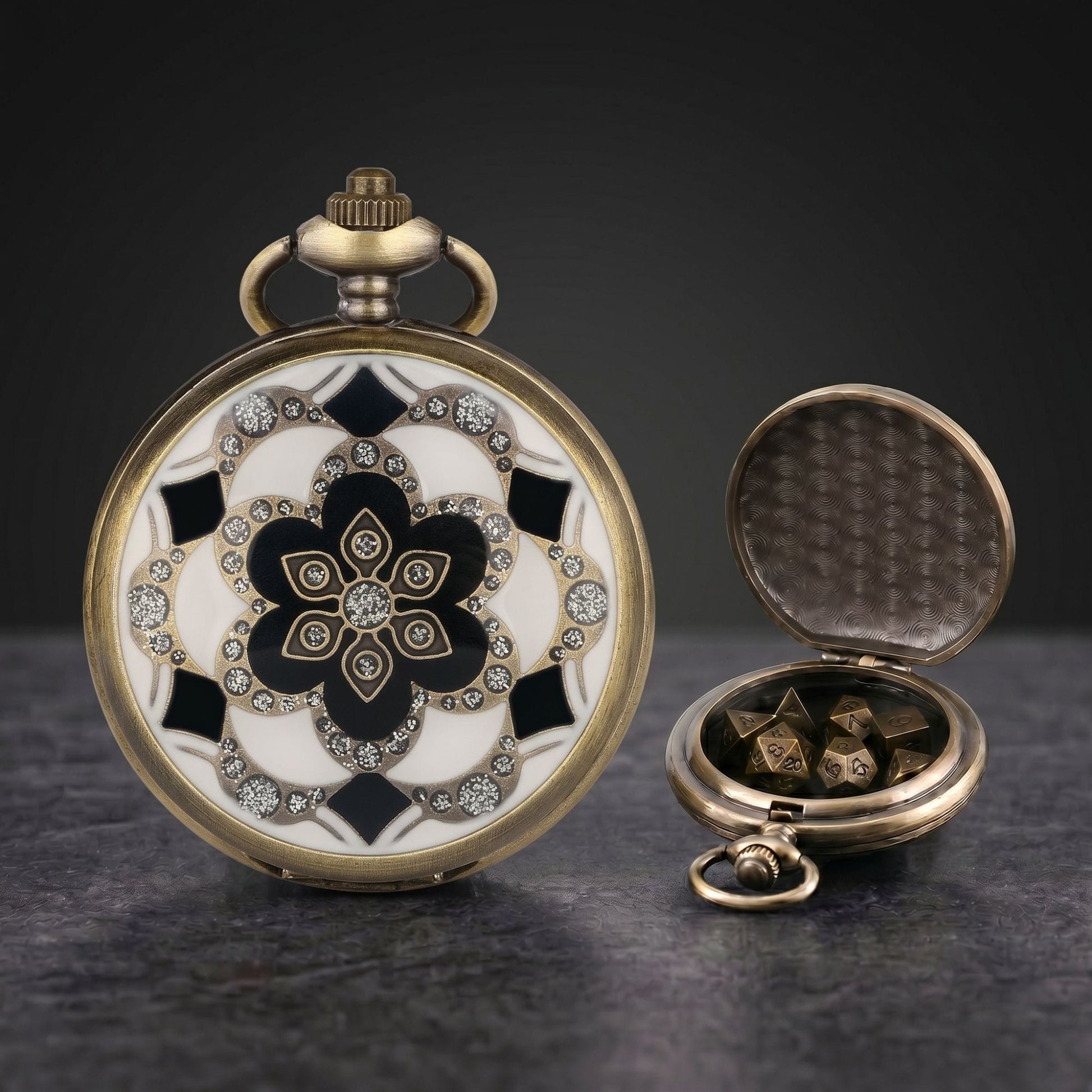 Geloho D20, Dragon Mandala Pocket Watch Dice Set