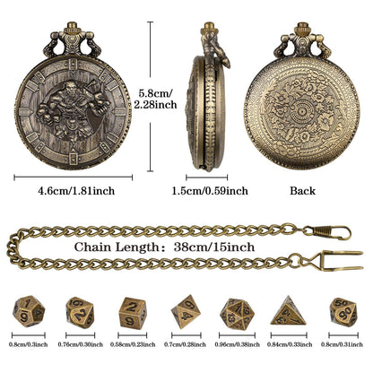 Geloho Orc Warlord Pocket Watch Dice Set