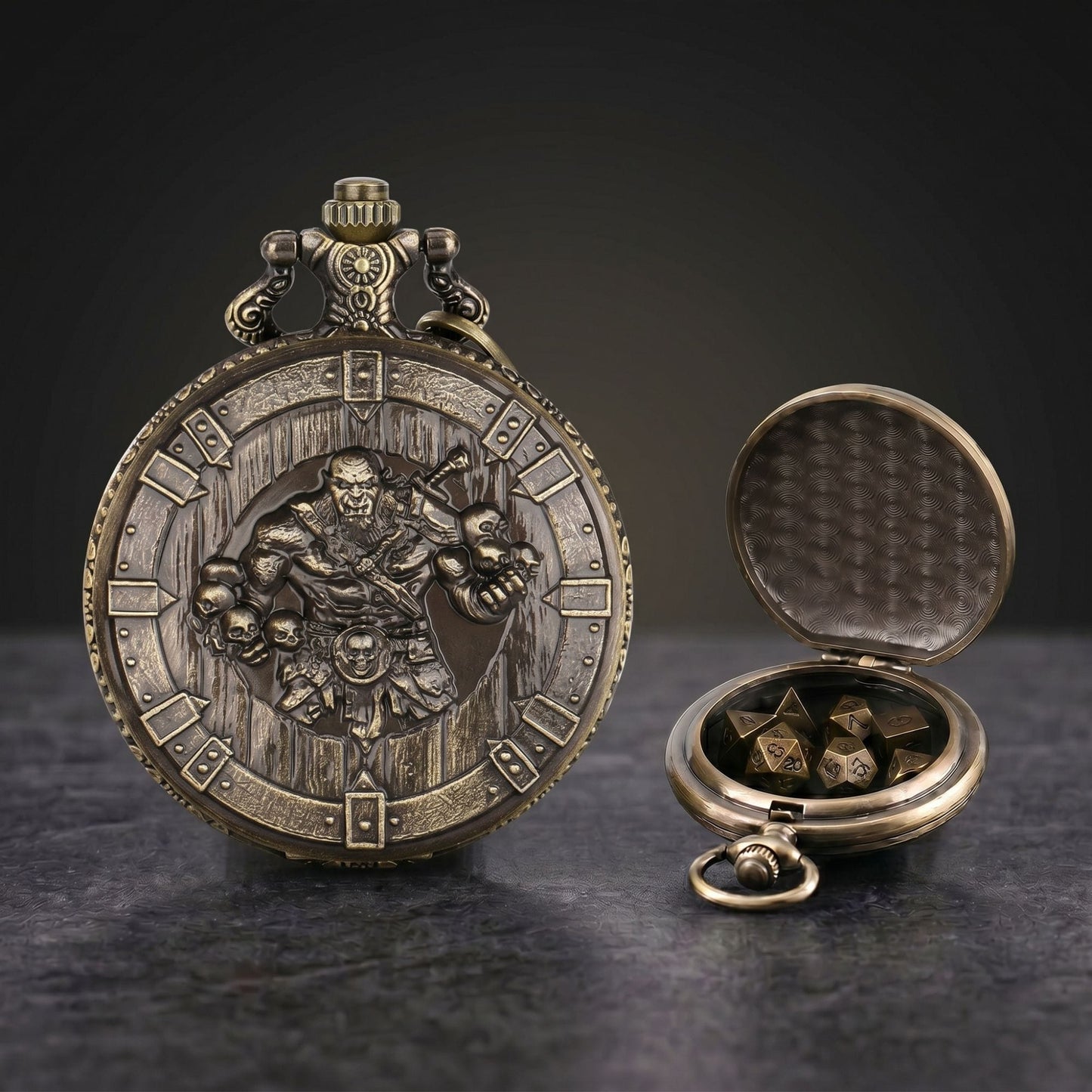 Geloho Orc Warlord Pocket Watch Dice Set
