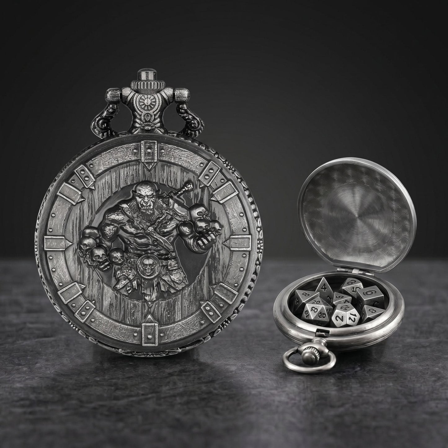 Geloho Orc Warlord Pocket Watch Dice Set
