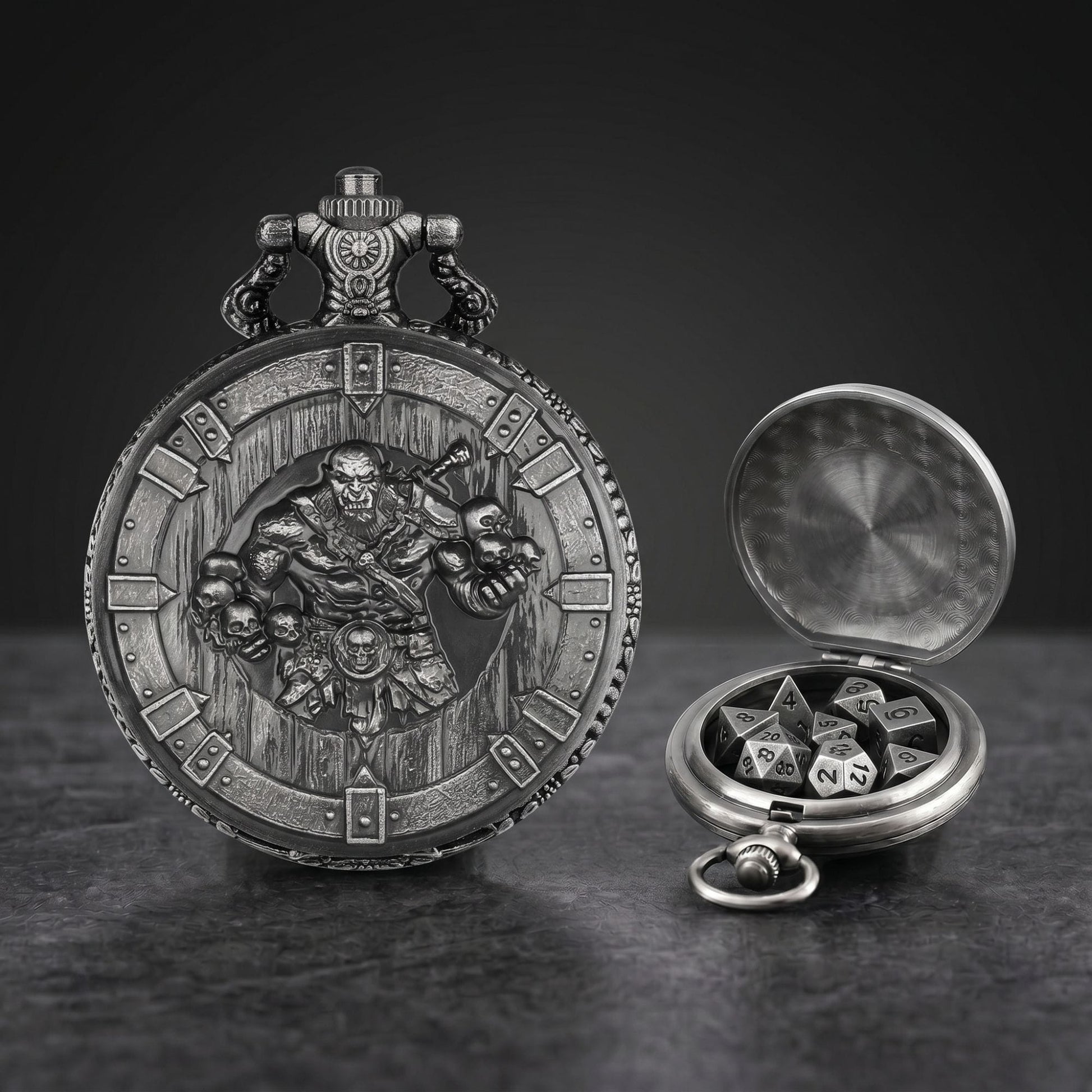 Geloho Orc Warlord Pocket Watch Dice Set