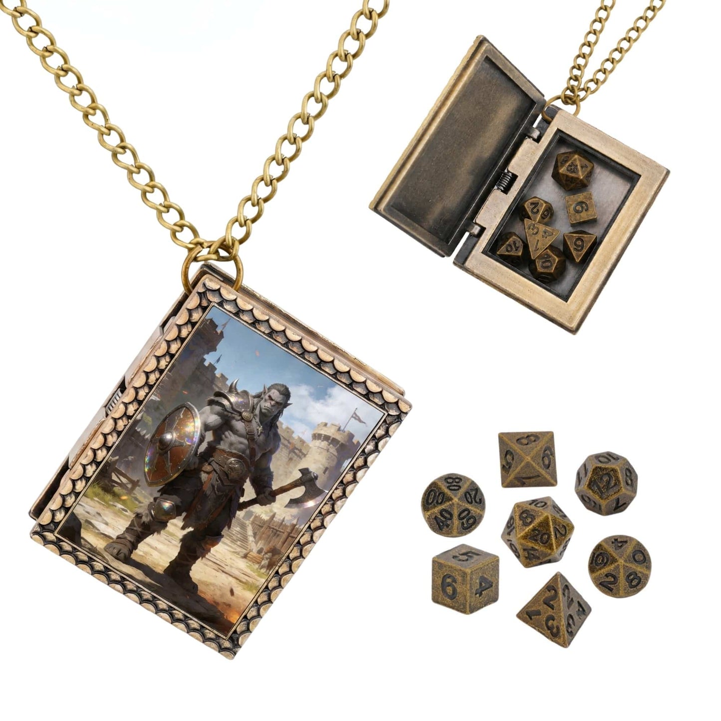 Geloho dice set necklace Bronze Orc Warrior Dice Necklace