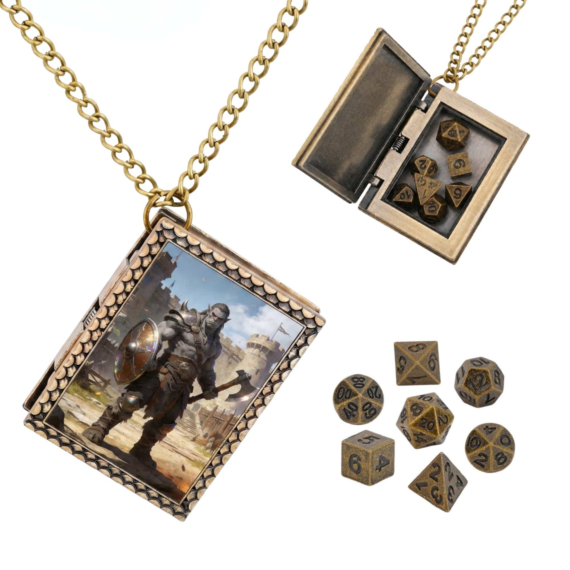 Geloho dice set necklace Bronze Orc Warrior Dice Necklace