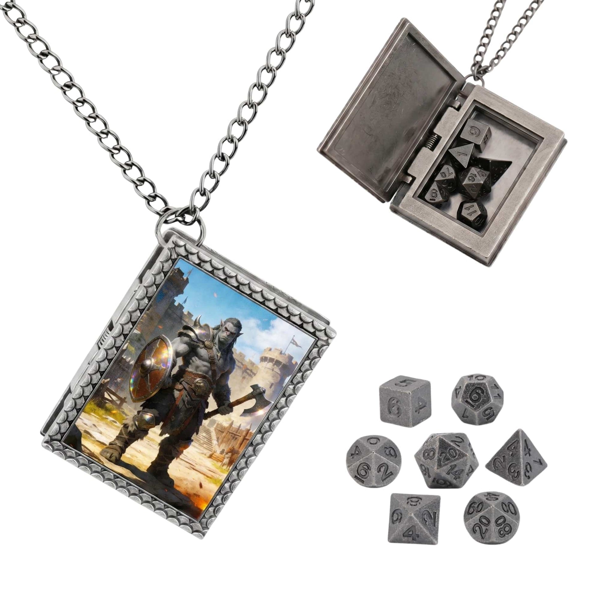Geloho dice set necklace Silver Orc Warrior Dice Necklace