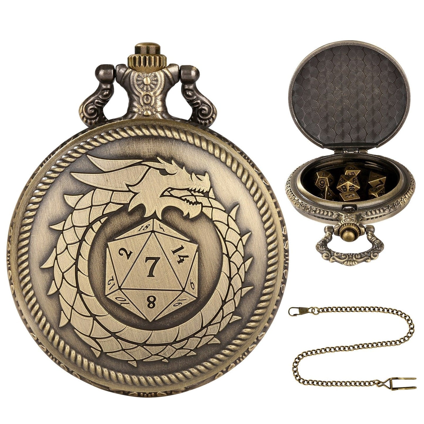 Geloho Ouroboros Dragon Pocket Watch Dice Set