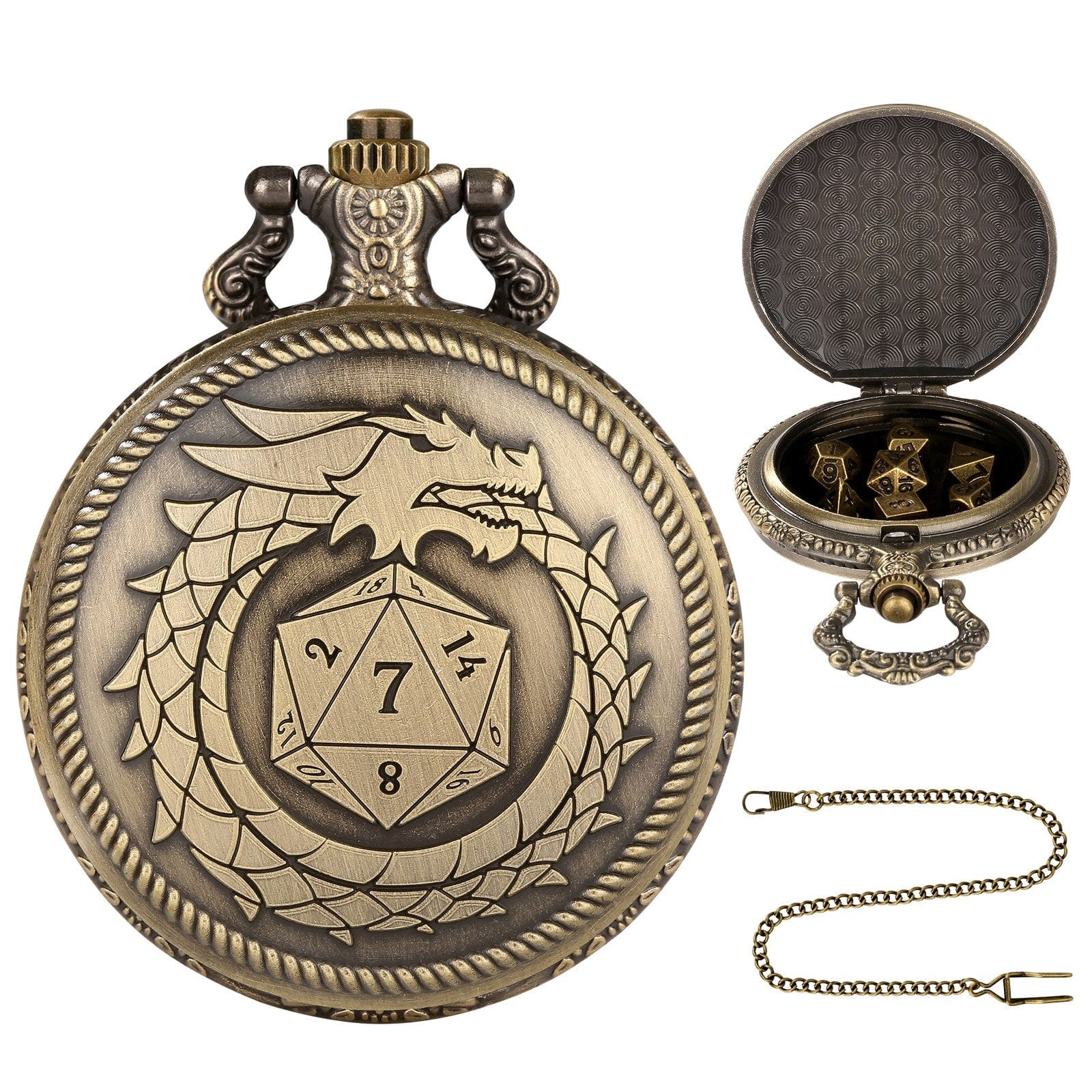 Geloho Ouroboros Dragon Pocket Watch Dice Set
