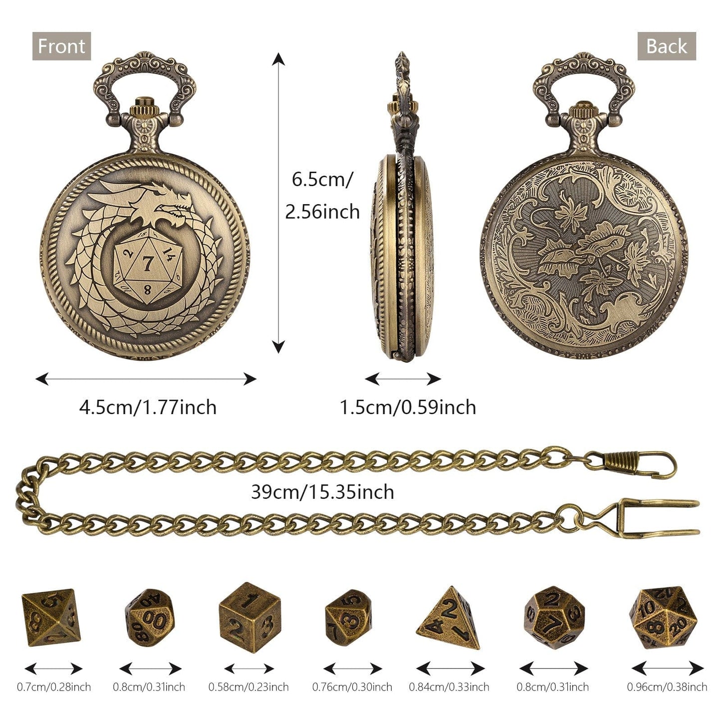 Geloho Ouroboros Dragon Pocket Watch Dice Set