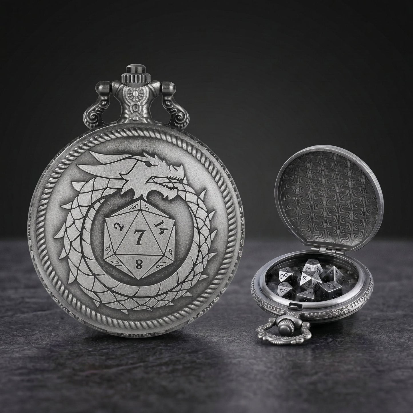 Geloho Ouroboros Dragon Pocket Watch Dice Set