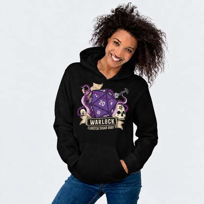 Pact Powered Problems D&D hoodie on female model