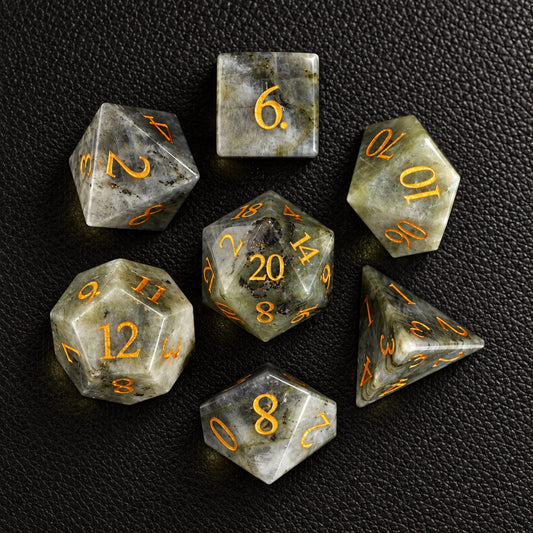GELOHO Gemstone Dice Set Pale Moon Prophecy-Gemstone Dice Set