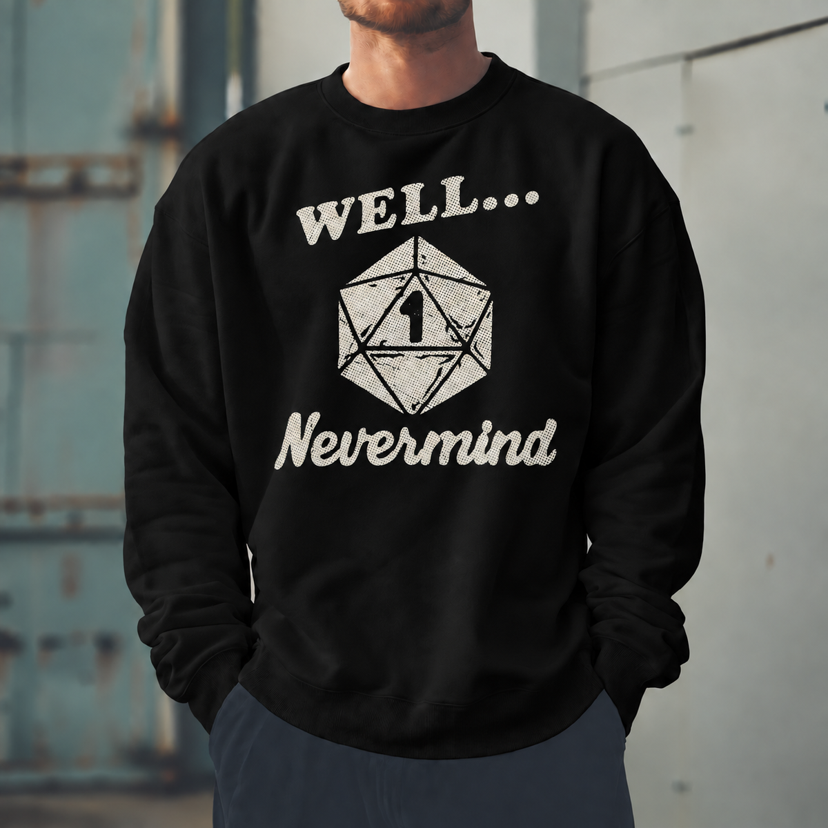 Male model wearing Plan Meets Nat One - DnD Sweatshirt