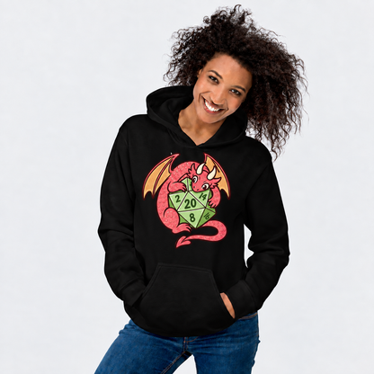 Pocket Sized Luck D&D hoodie on female model