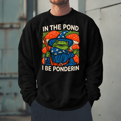 Male model wearing Pondside Wisdom Check - DnD Sweatshirt