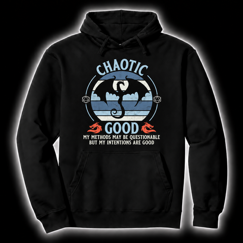 Questionable Good Intentions black D&D hoodie