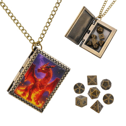 Geloho dice set necklace Bronze Red Dragon Dice Necklace