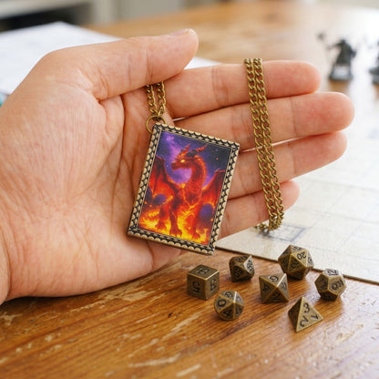 Geloho dice set necklace Red Dragon Dice Necklace