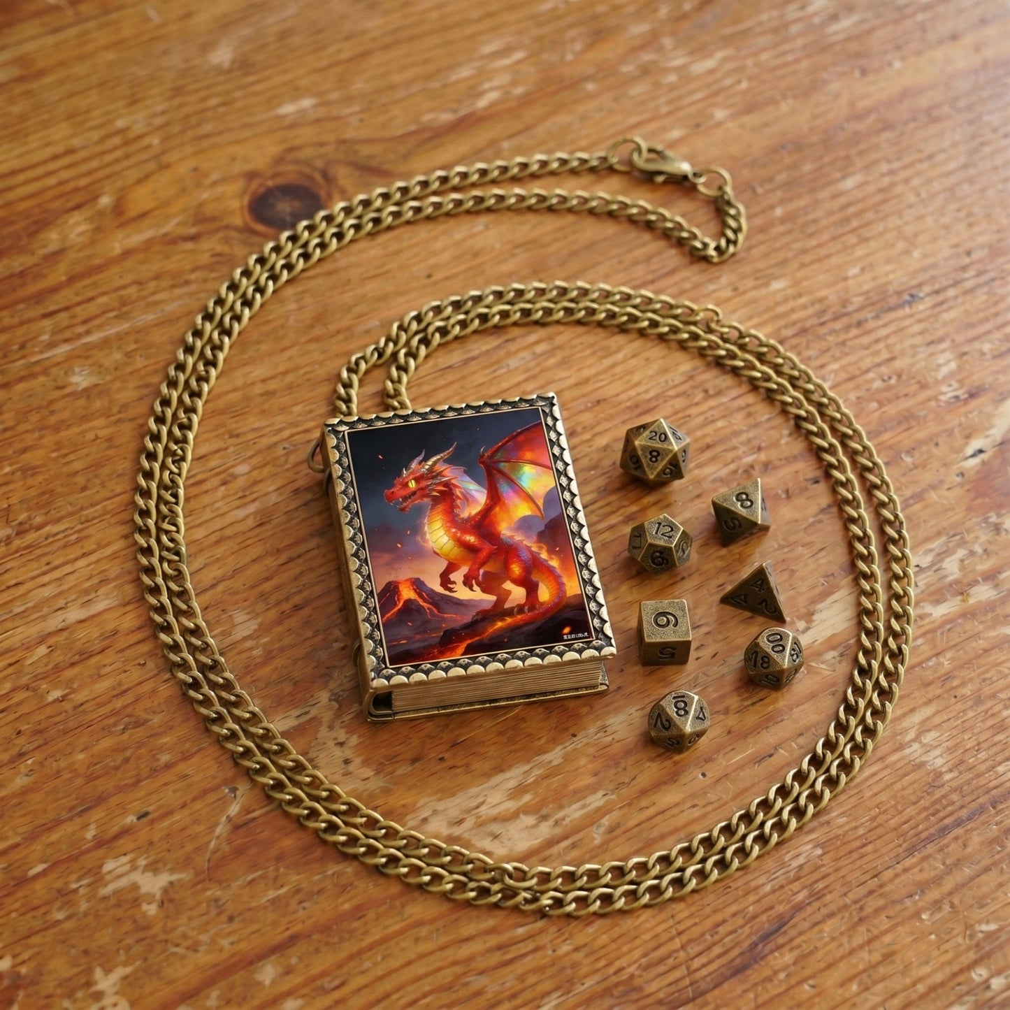 Geloho dice set necklace Red Dragon Dice Necklace