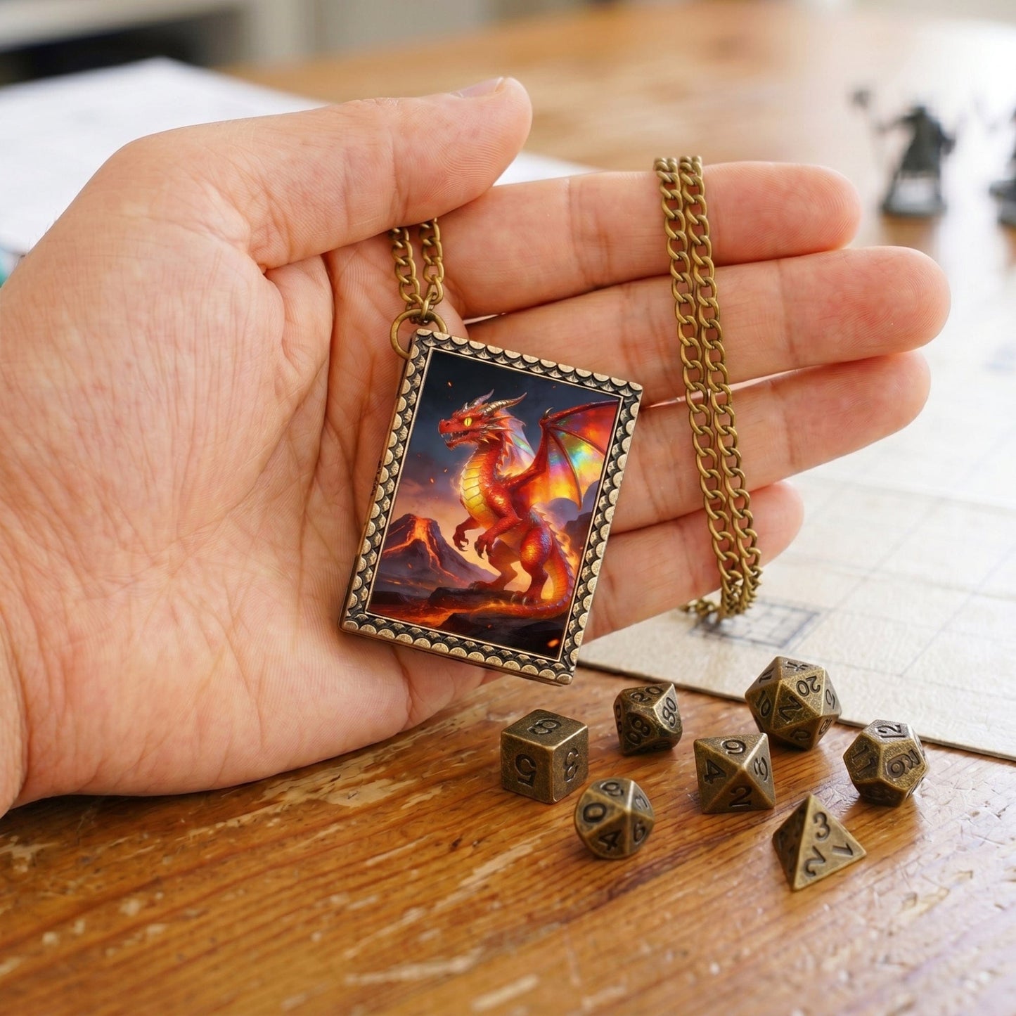 Geloho dice set necklace Red Dragon Dice Necklace
