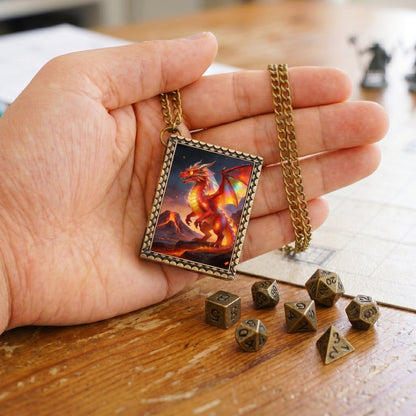 Geloho dice set necklace Red Dragon Dice Necklace