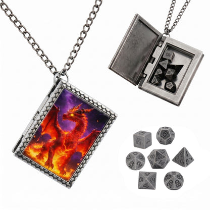Geloho dice set necklace Silver Red Dragon Dice Necklace
