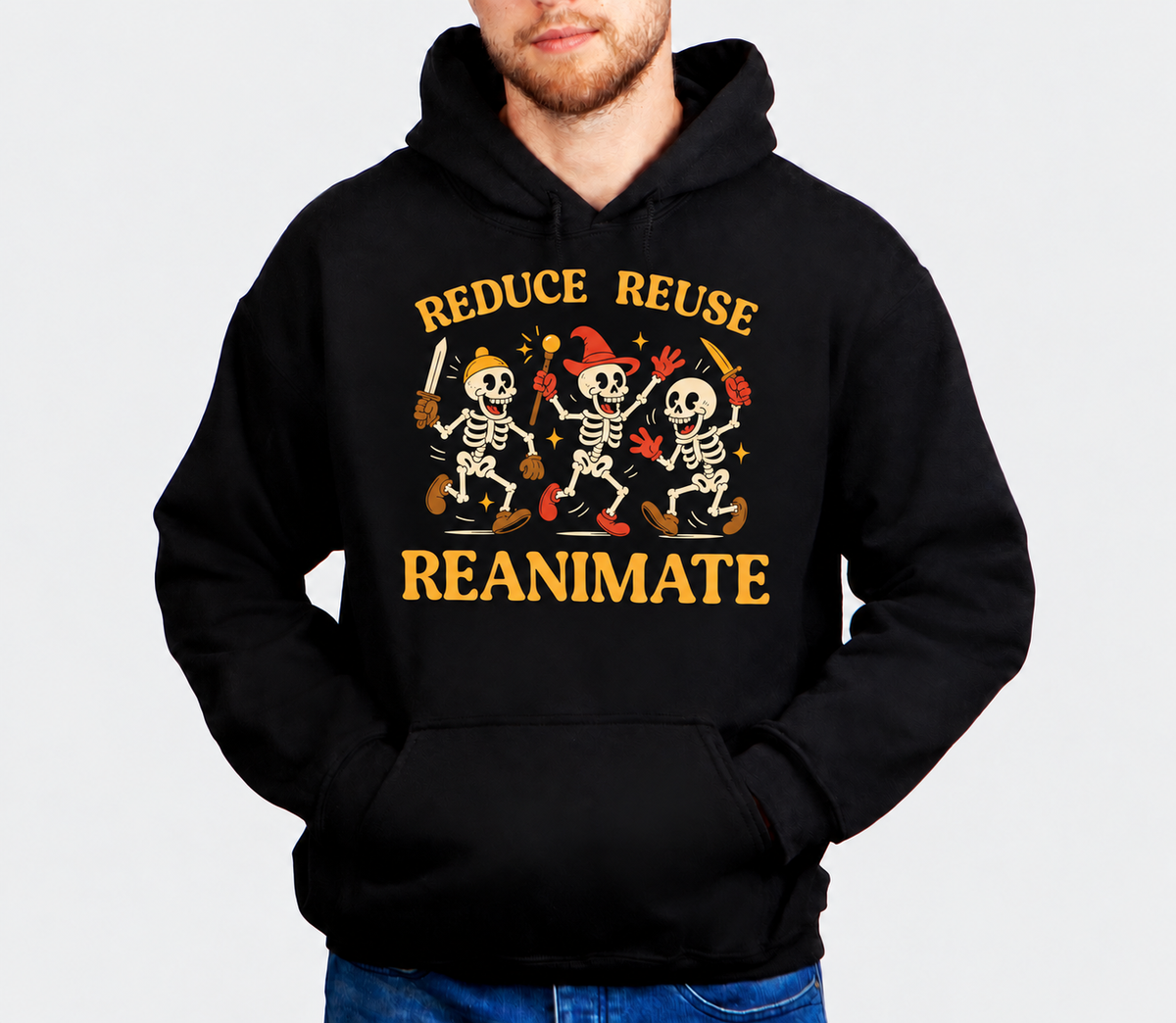 Responsible Necromancy Club D&D hoodie on male model