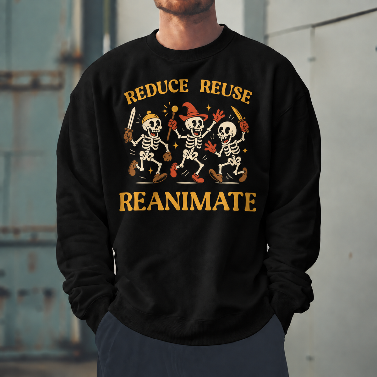 Male model wearing Responsible Necromancy Club - DnD Sweatshirt