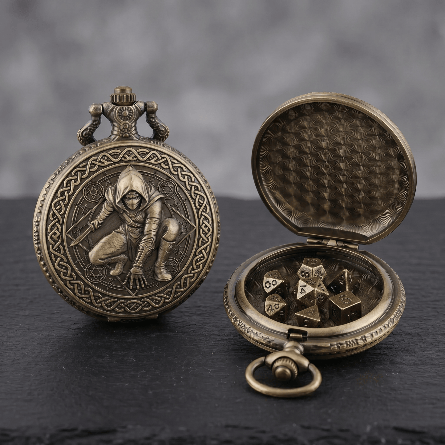 Geloho Bronze Rogue Pocket Watch Dice Set