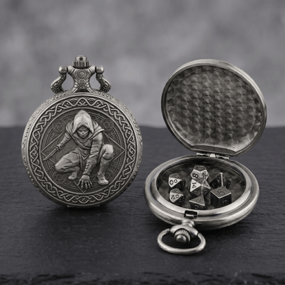 Geloho Silver Rogue Pocket Watch Dice Set