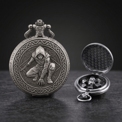 Geloho Silver Rogue Pocket Watch Dice Set