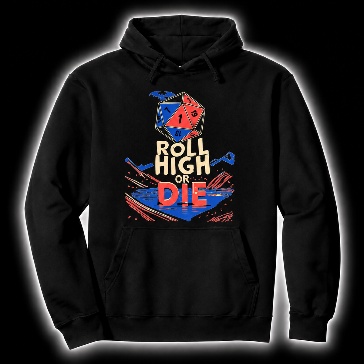 Roll Above Everything black D&D hoodie