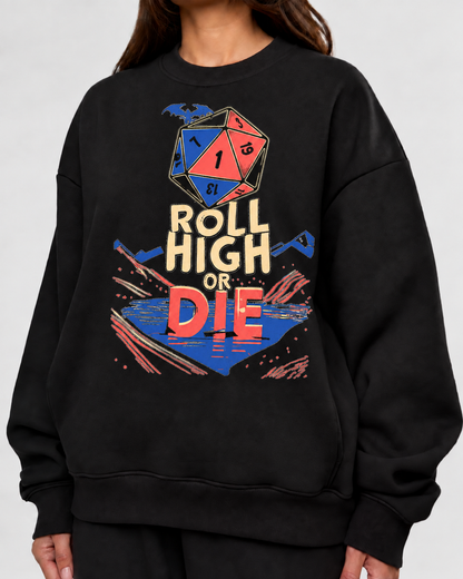 Female model wearing Roll Above Everything - DnD Sweatshirt