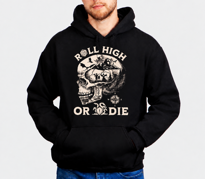 Roll High Forever D&D hoodie on male model