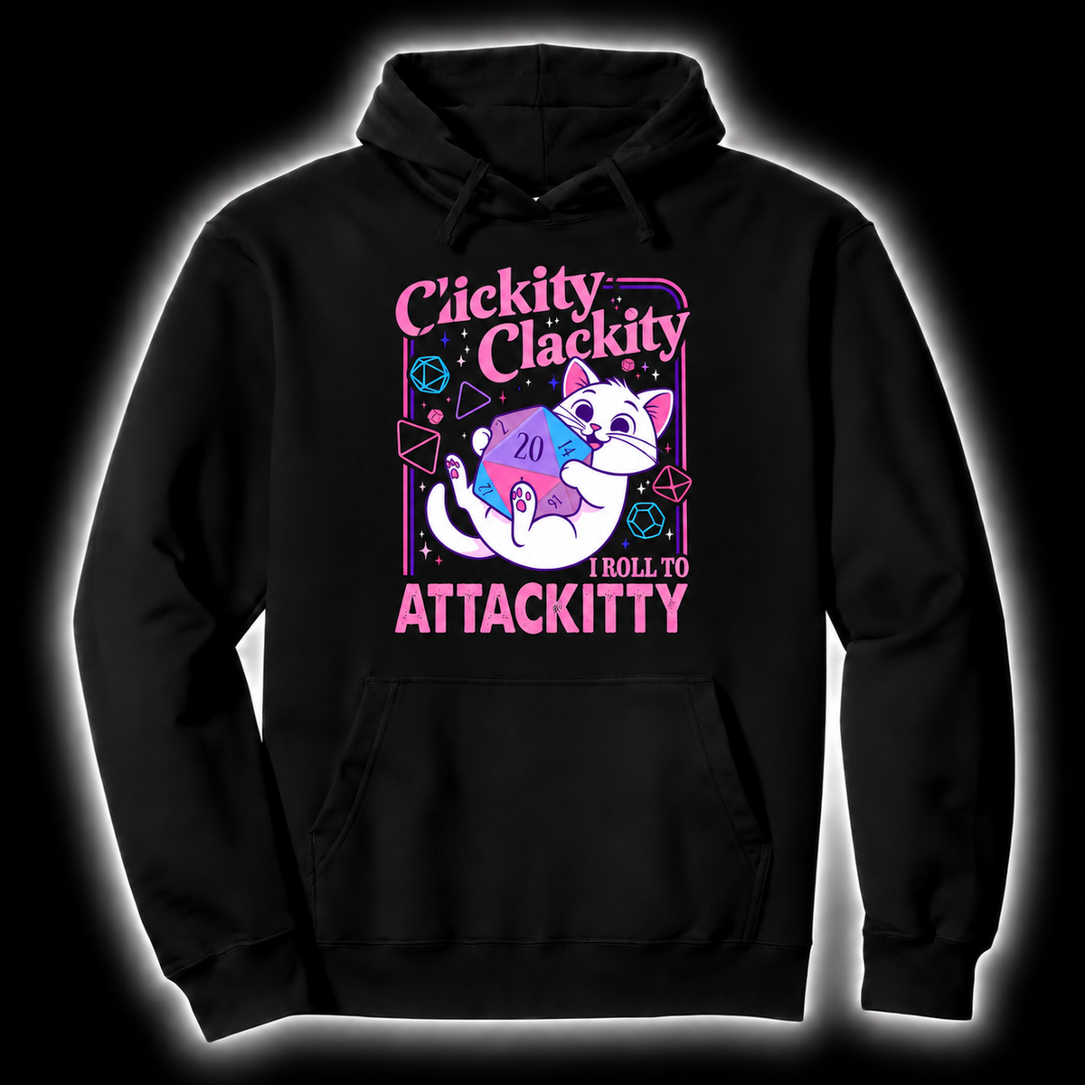 Roll To Attackity black D&D hoodie