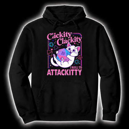 Roll To Attackity black D&D hoodie
