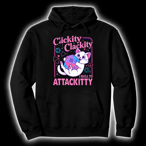 Roll To Attackity black D&D hoodie
