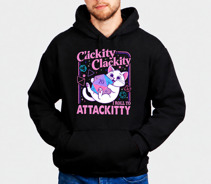 Roll To Attackity D&D hoodie on male model