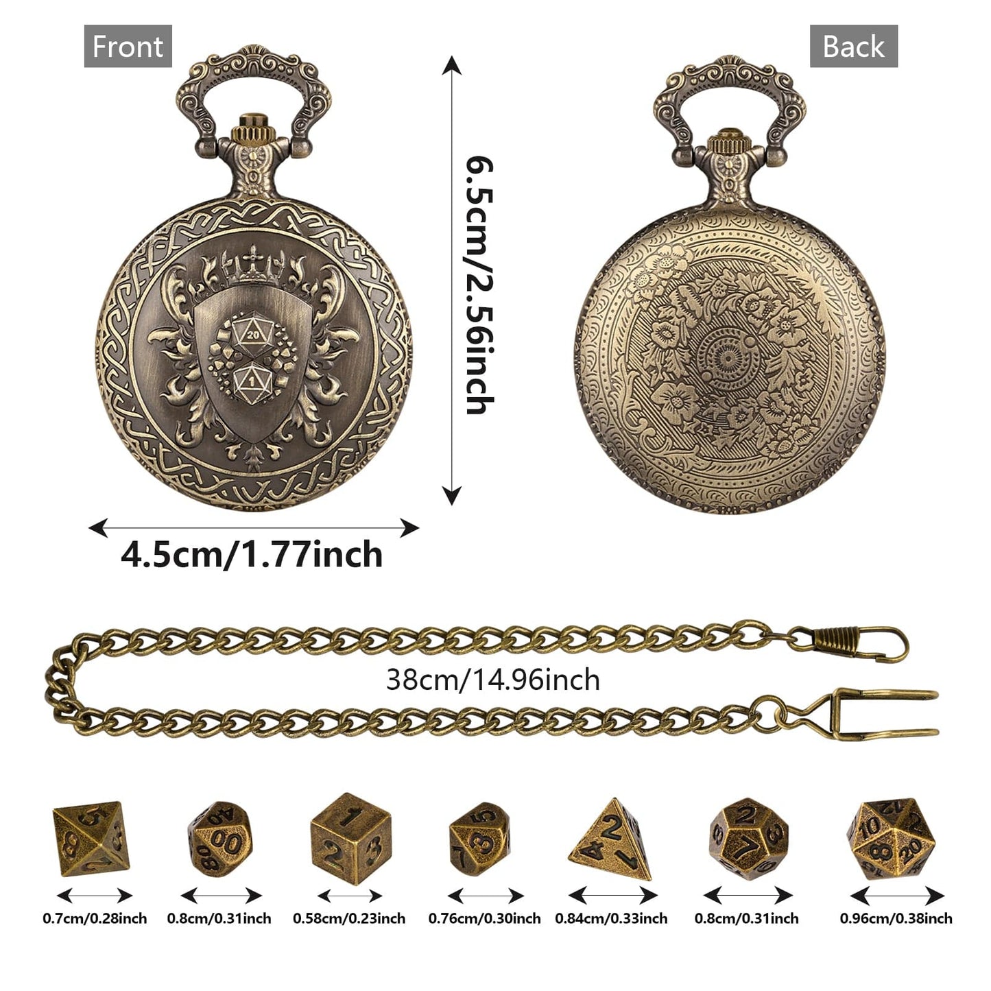 Geloho Royal Crest Pocket Watch Dice Set
