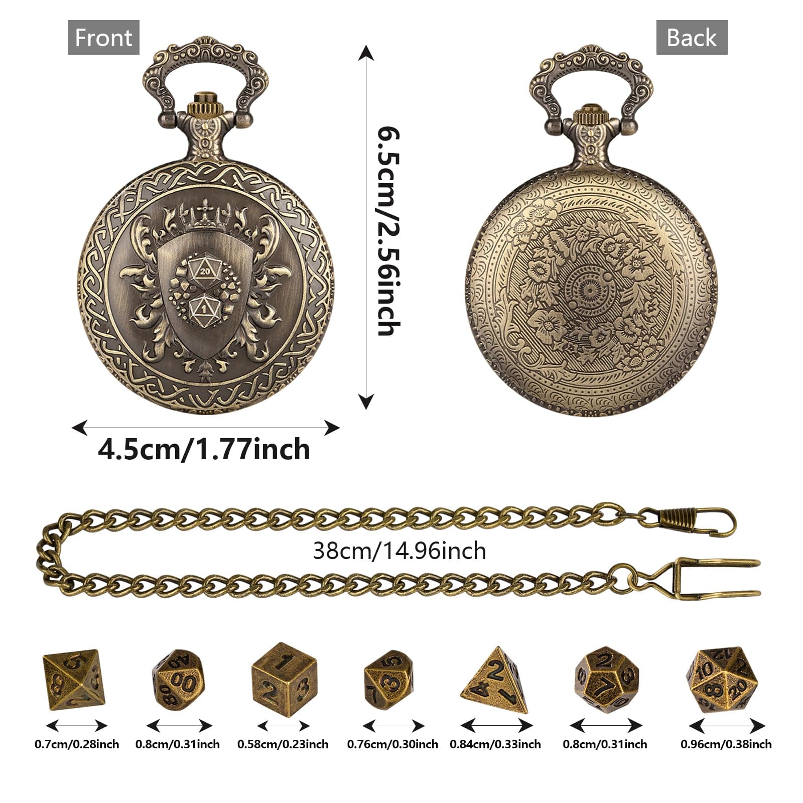 Geloho Royal Crest Pocket Watch Dice Set